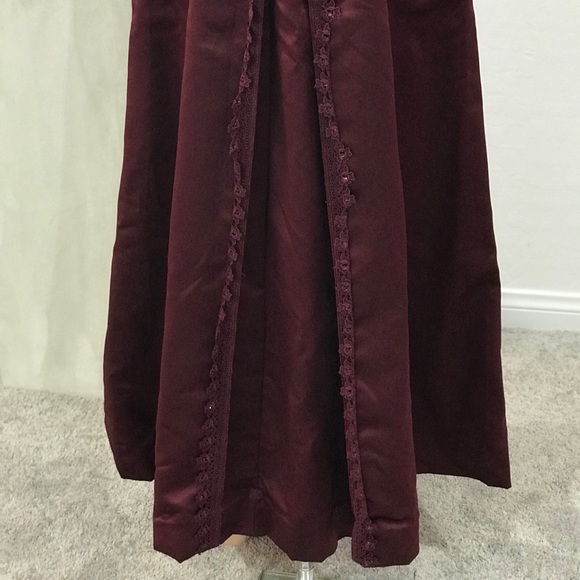 Merlot Red Long Train Mermaid Gown Cocktail Dress - Picture 11 of 14